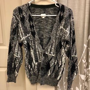Urban Renewal Black/White Geometric Cardigan